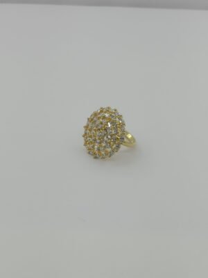 Elegant Gold-Plated American Diamond Dome Ring – Statement Finger Ring for Women