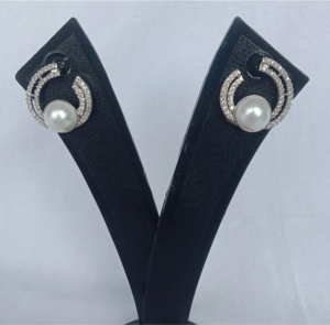 Party wear pearl earrings with CZ stones for wedding and daily wear